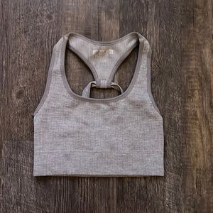 Grey ribbed sports bra